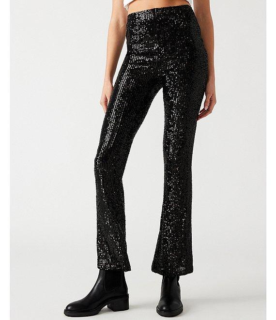 Steve Madden Citrine Stretch Sequin Flare Leg Legging Pants Product Image