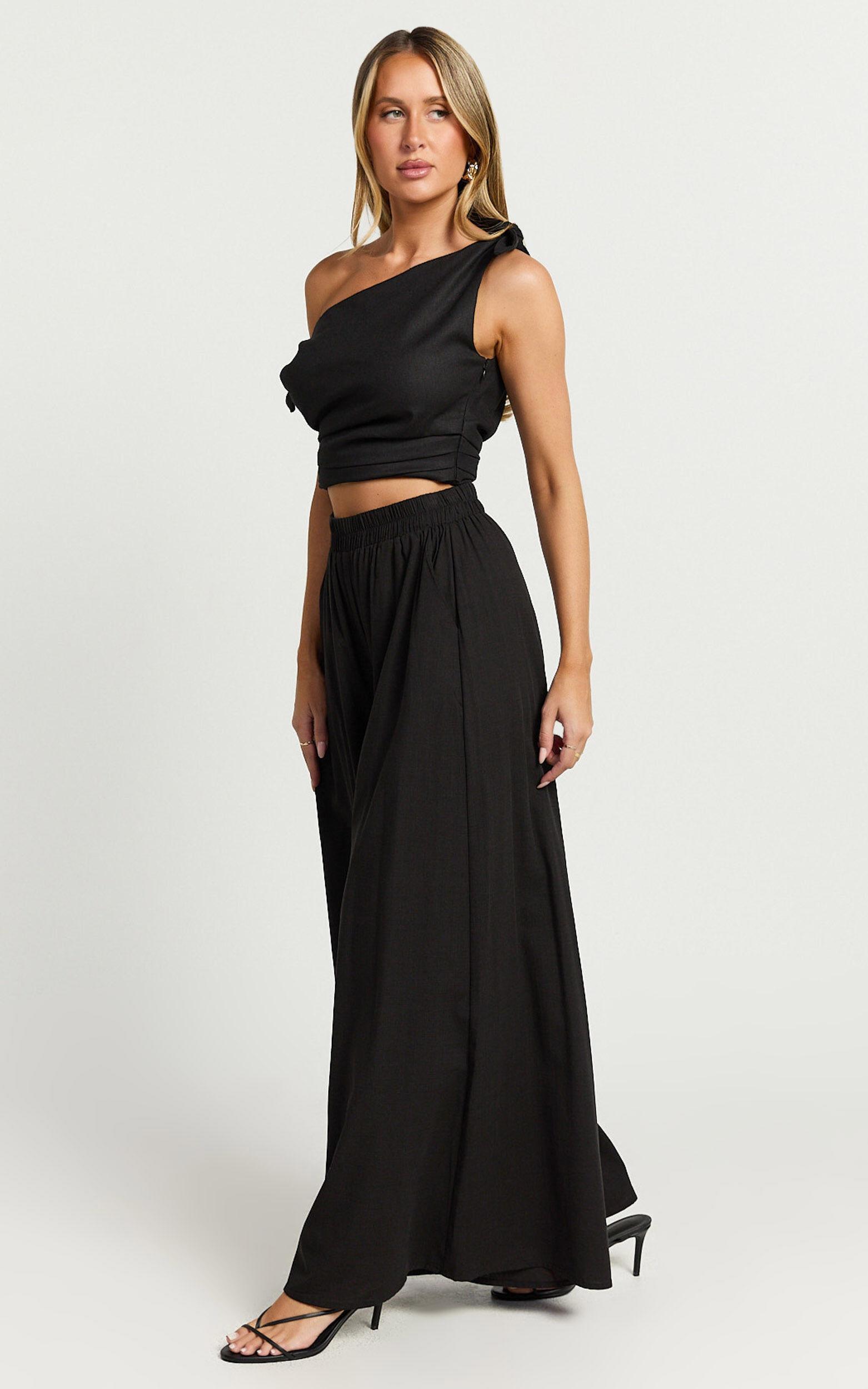Tamara Pants - High Elasticated Waist Wide Leg Pants in Black Product Image
