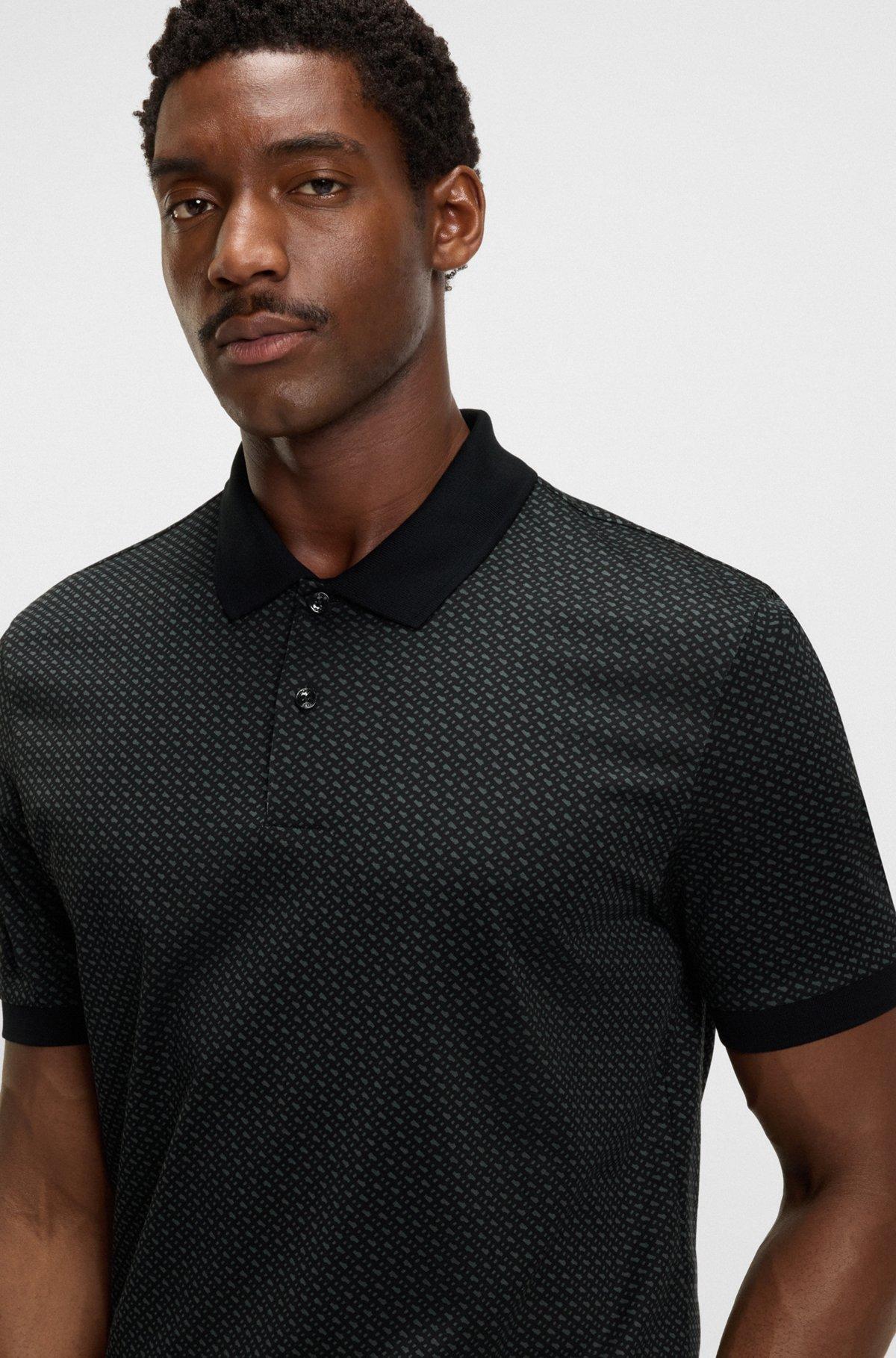 Mercerized-cotton polo shirt with two-tone monograms Product Image