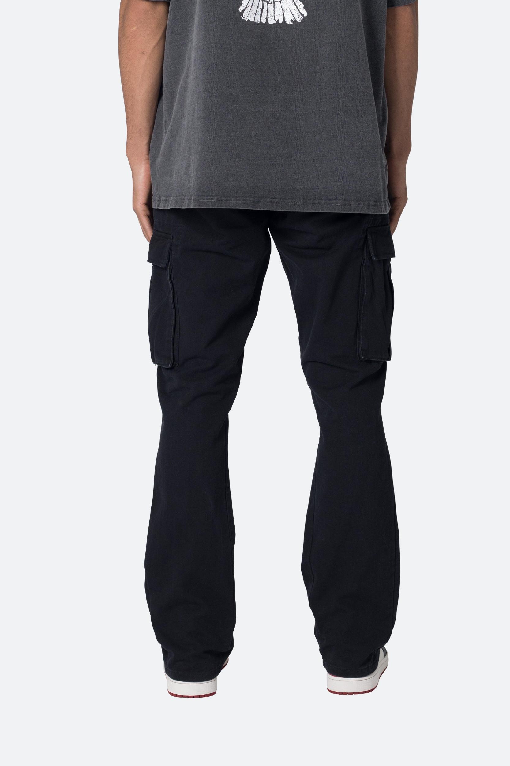 Twill Flare Cargo Pants - Black Product Image