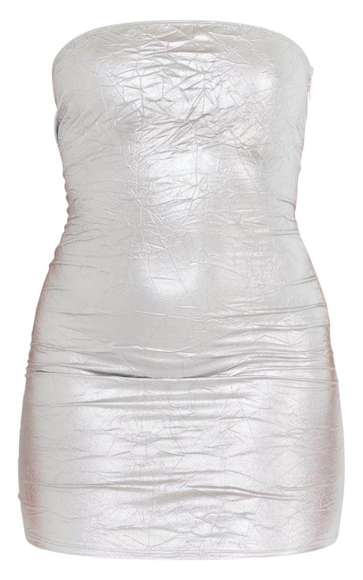 Silver Foil Bandeau Bodycon Dress Product Image