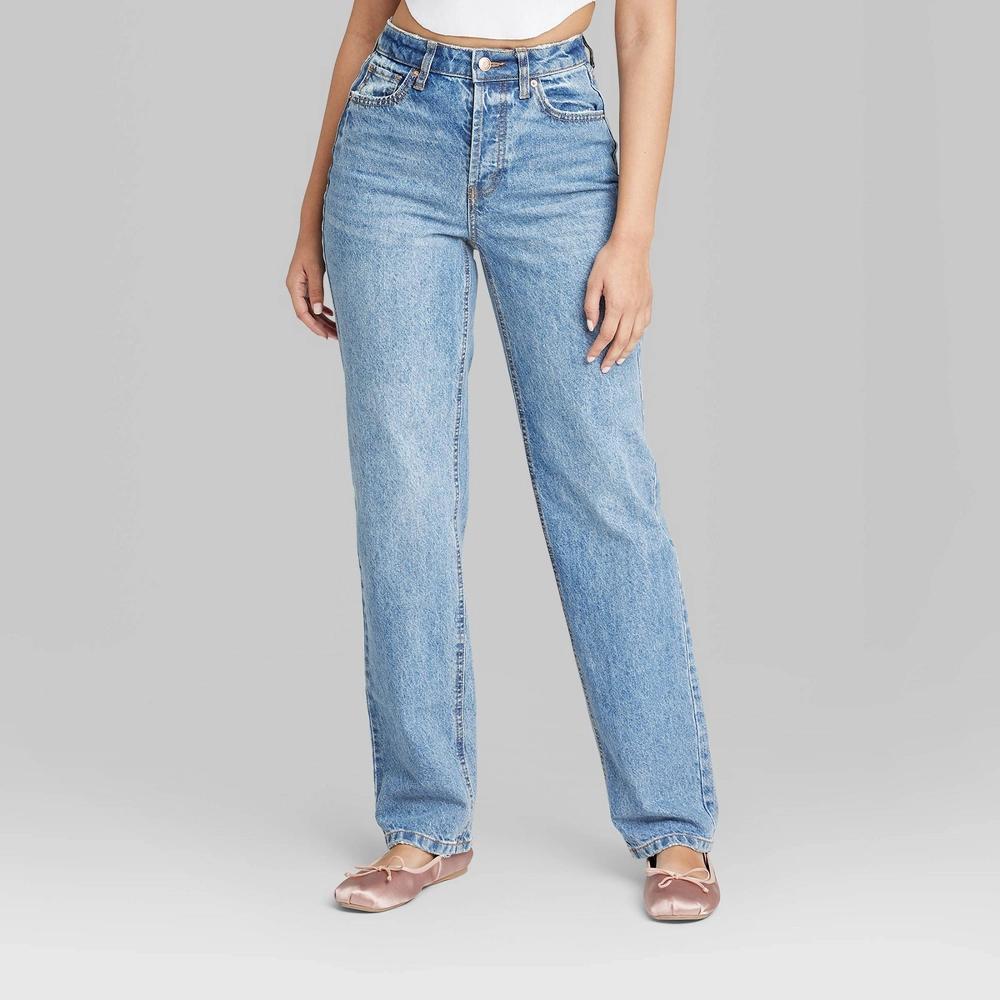 Womens High-Rise Curvy Straight Jeans - Wild Fable Medium Wash 2 Product Image