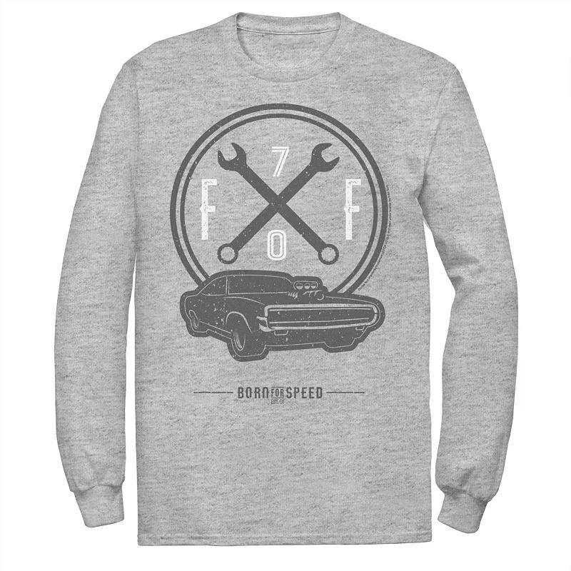 Men's Fast & Furious Born for Speed & Cars Long Sleeve Graphic Tee, Size: Small, Athletic Grey Product Image
