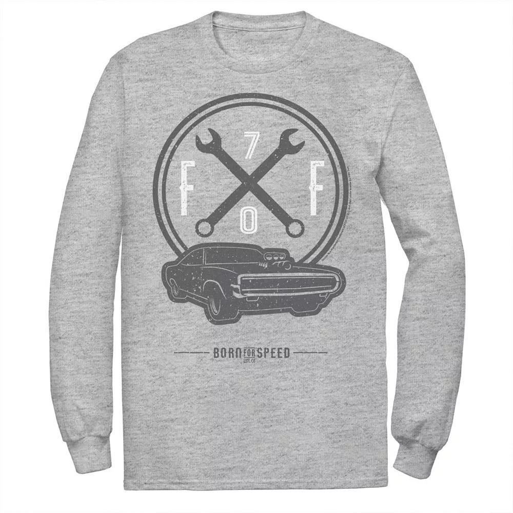 Men's Fast & Furious Born for Speed & Cars Long Sleeve Graphic Tee, Size: Small, Athletic Grey Product Image