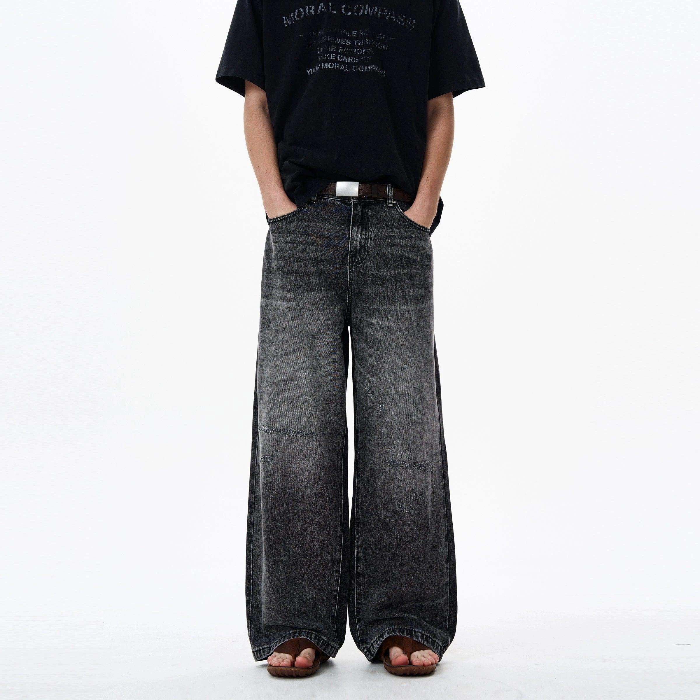 RT No. 18192 DARK GRAY STRAIGHT DENIM JEANS Product Image