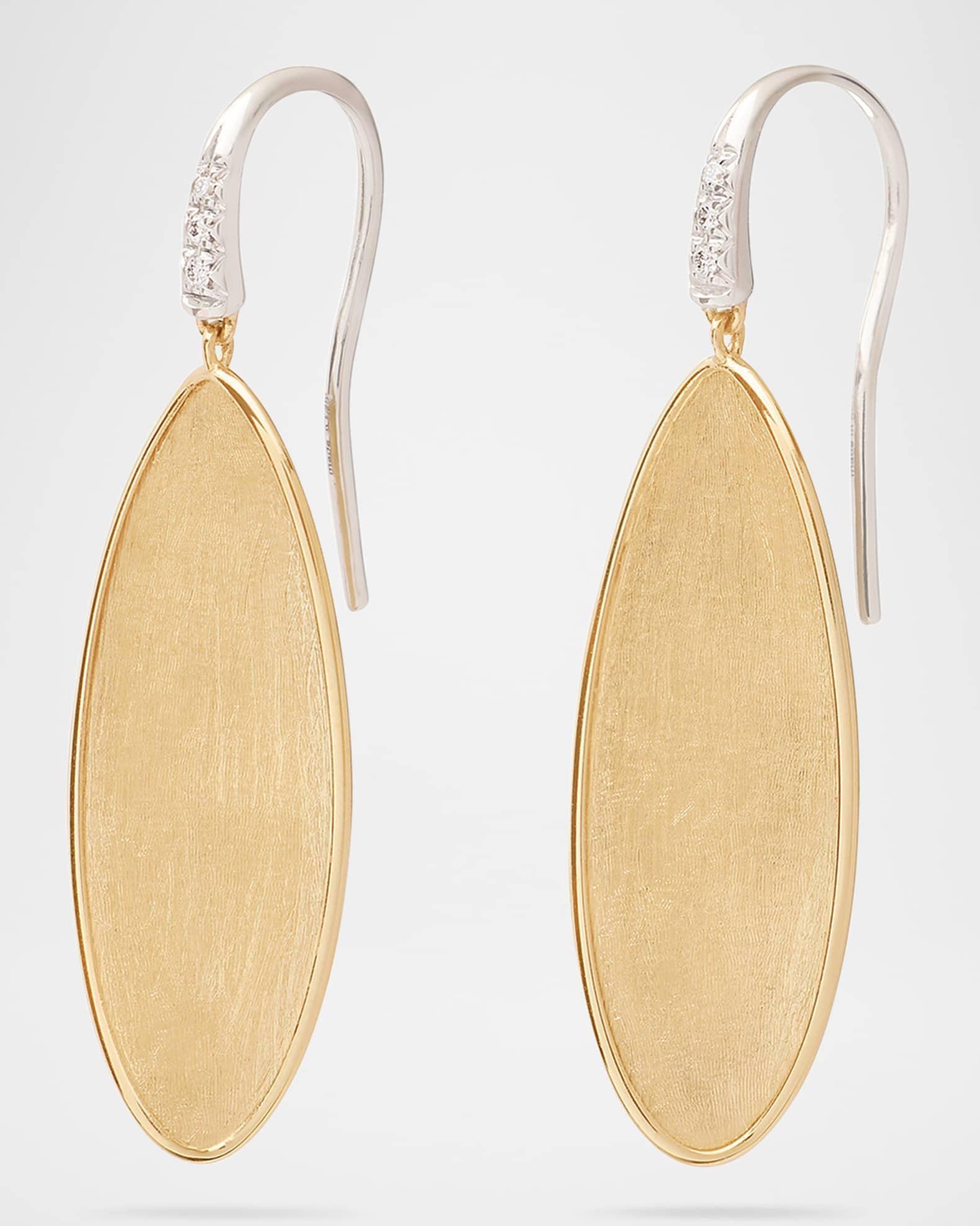 18K Gold Lunaria Twist Petal Drop Earrings with Diamonds Product Image