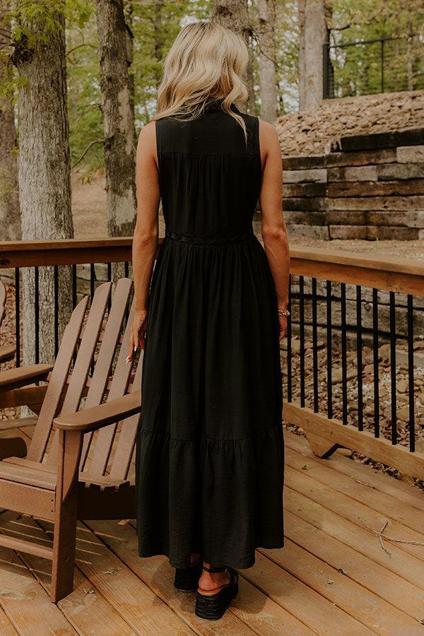 Graceful Moments Button Down Midi Dress in Black Product Image
