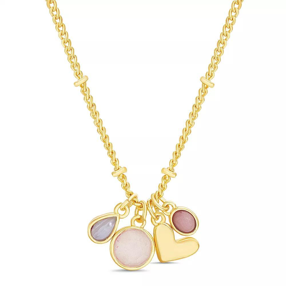 Paige Harper Color Therapy Gold Tone Gemstone Cluster & Heart Charm Necklace, Womens, Size: 16+3 Product Image