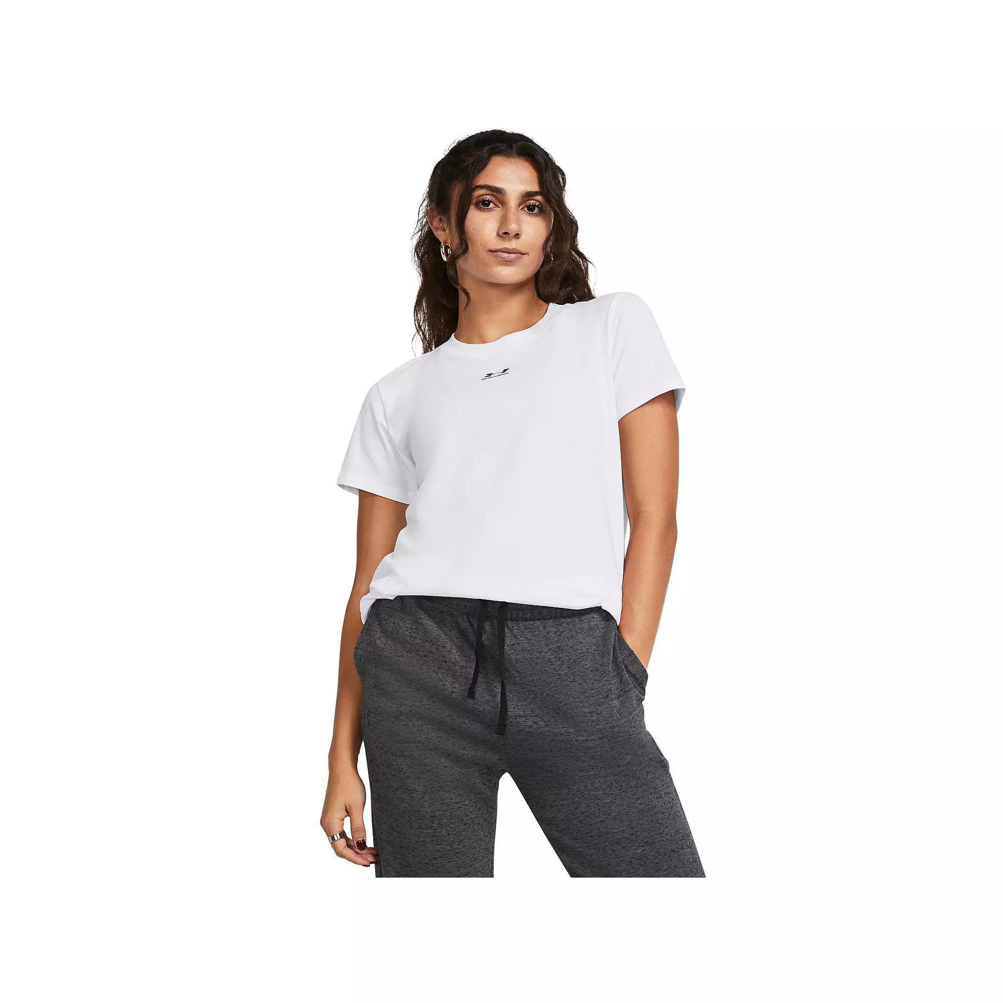 Women's Under Armour Rival Core Short Sleeve Tee, Size: Large, White Product Image