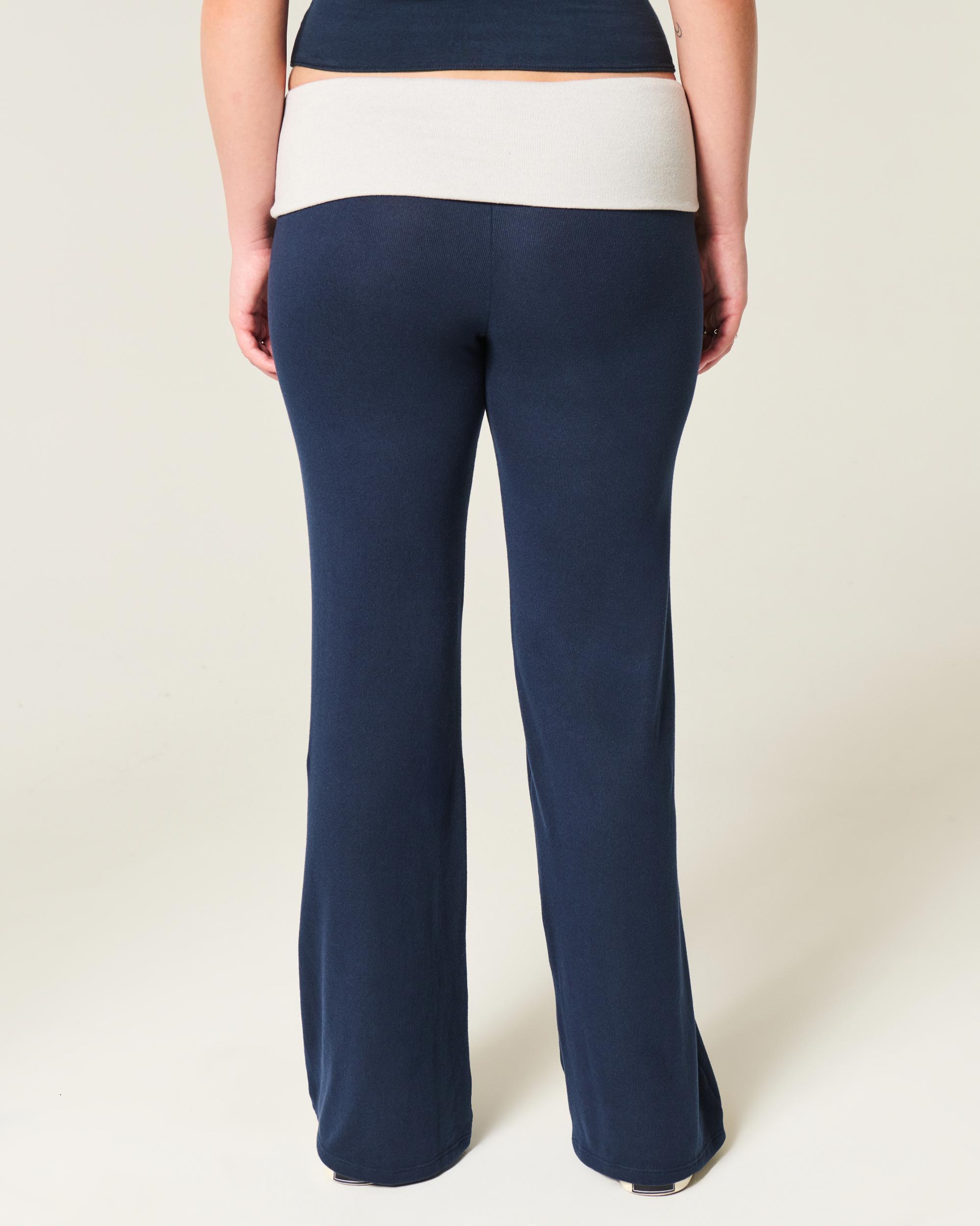 Foldover Waist Knit Flare Pants Product Image