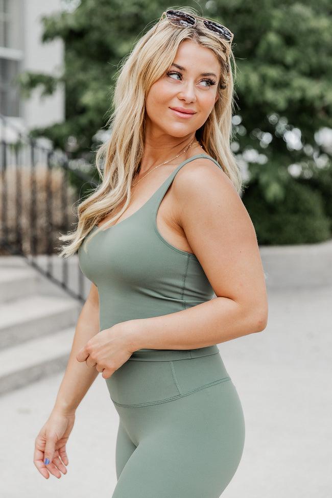Miles Ahead Olive V-Neck Tank Bra Top FINAL SALE Product Image