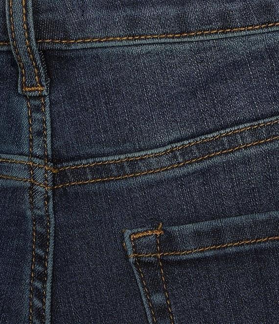 John Mark Petite Size Embroidered Hem Straight Leg Jeans Product Image