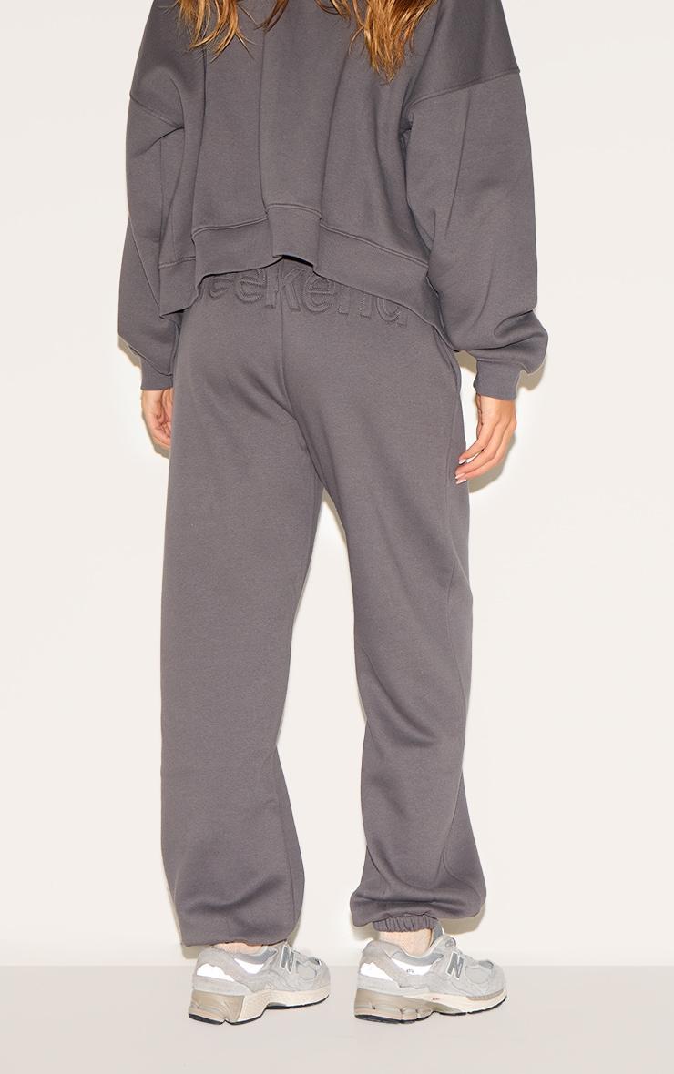 Charcoal Washed Weekend Applique Thin Waistband Cuffed Sweatpants Product Image