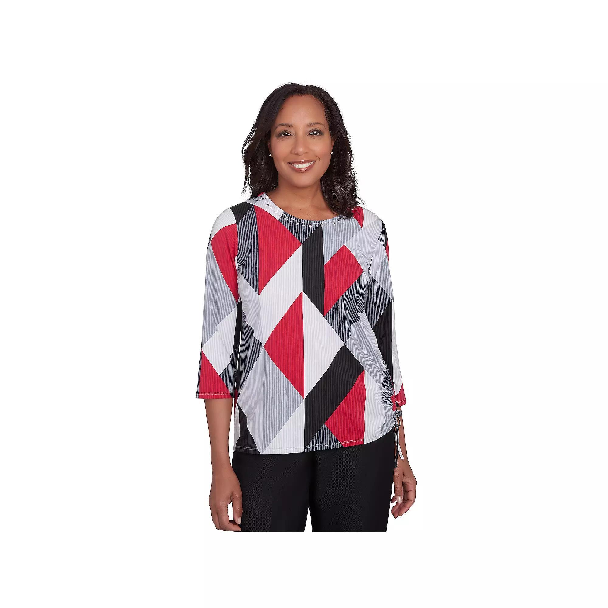 Petite Alfred Dunner Stained Glass Print Top, Women's, Size: Small Petite, Multi Black Product Image