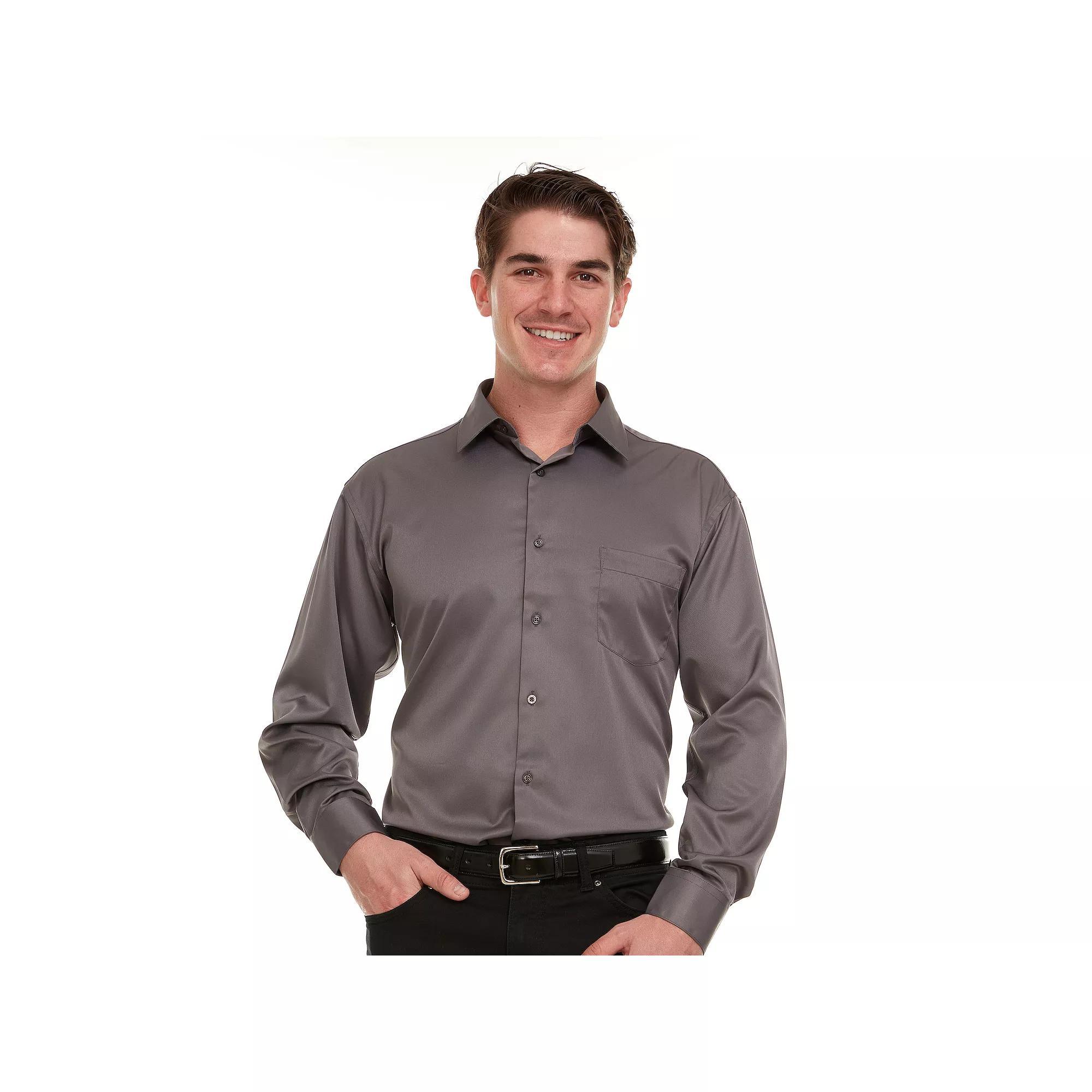 Men's Geoffrey Beene Regular-Fit Sateen Stretch Dress Shirt, Size: 15.5-34/35, Silver Gray Product Image