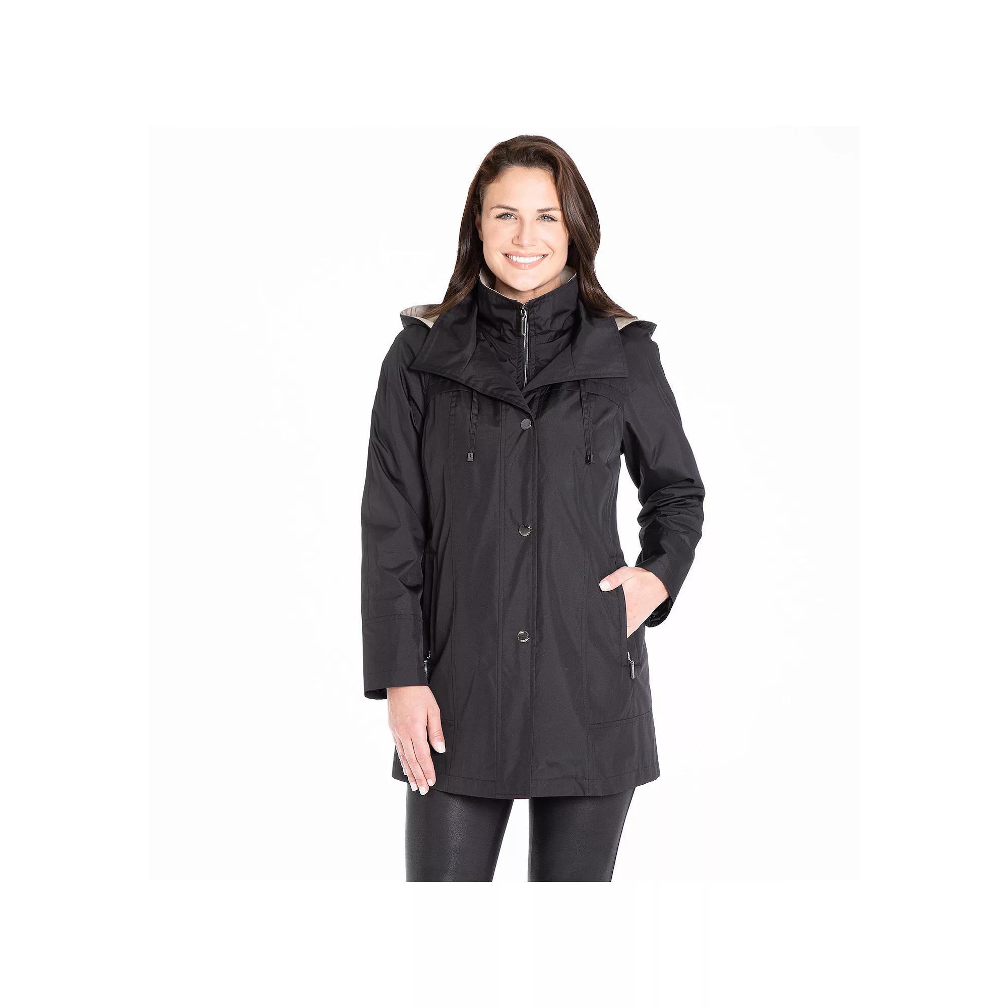 Women's Fleet Street Short Trench Rain Coat, Size: Large, Black Product Image