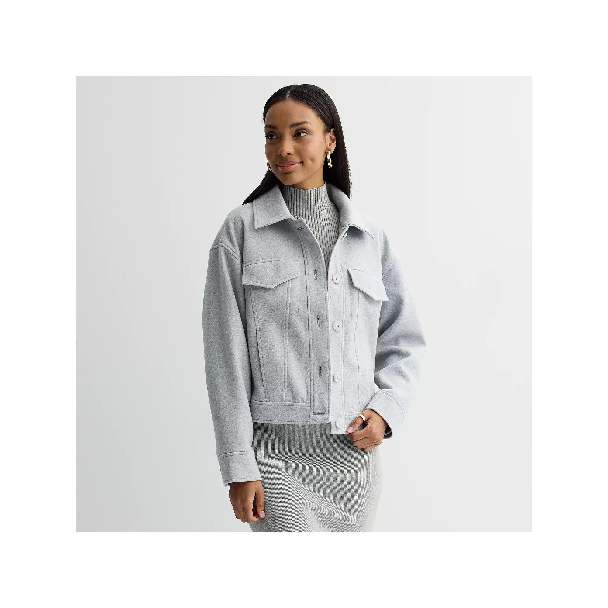 Women's Nine West Cozy Button-Front Jacket, Size: XL, Grey Grey Product Image