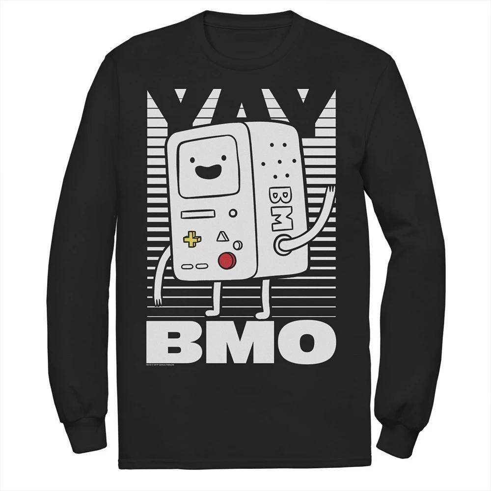 Men's Cartoon Network Adventure Time BMO "Yay" Fade Long Sleeve Tee, Size: Medium, Black Product Image