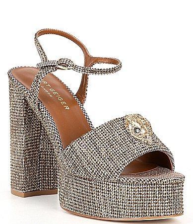 Kurt Geiger London Kensington Crystal Embellished Houndstooth Platform Sandals Product Image