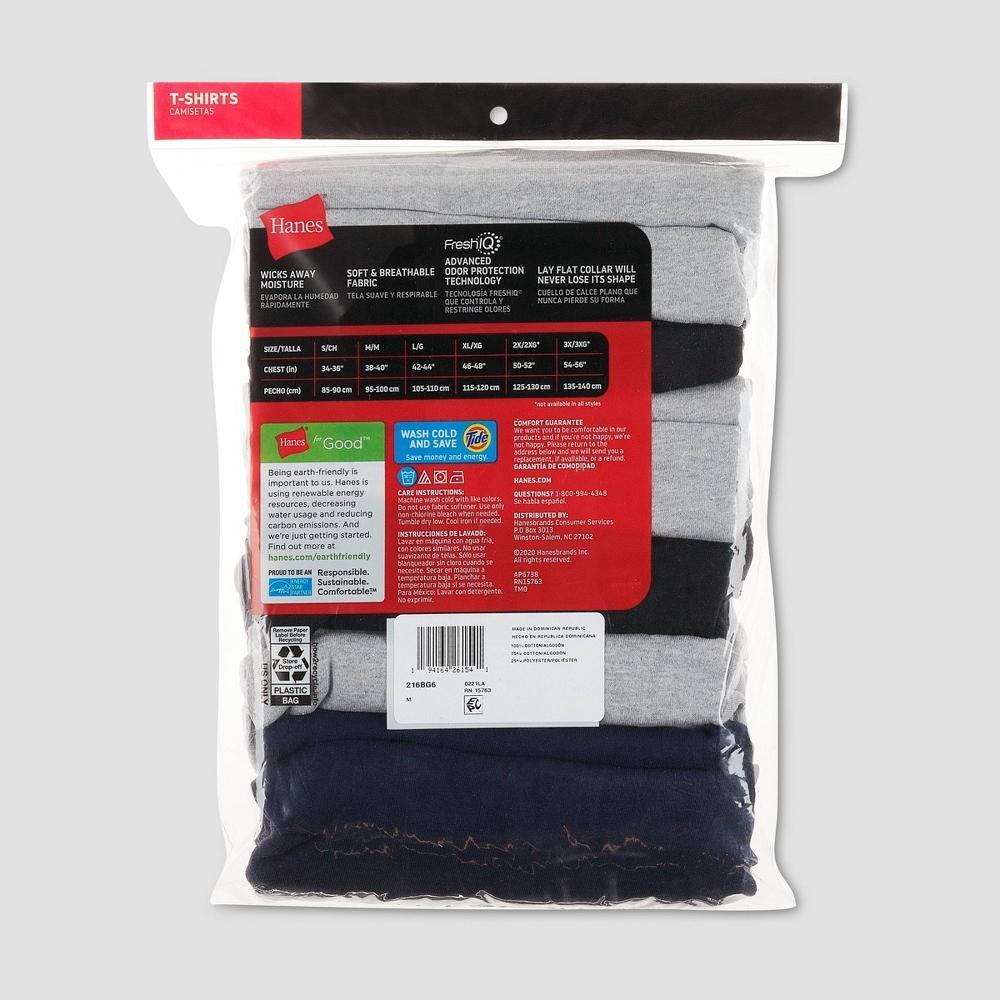 Hanes Red Label Mens Crewneck Dyed T-Shirt 6pk - BlackBlue Product Image