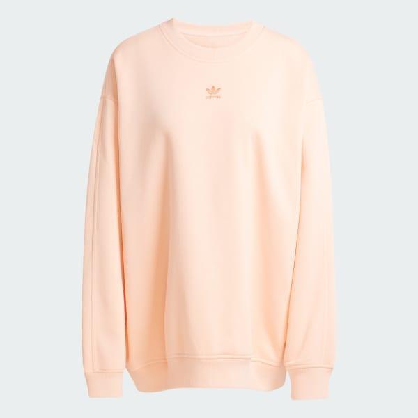 adidas Essentials Fleece Long Oversized Crew Sweatshirt Black L Womens Product Image