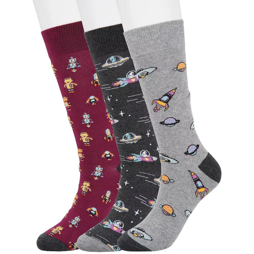 Men's Sonoma Goods For Life® 3-pack Mixed Novelty Socks, Futurist Fantasy Product Image