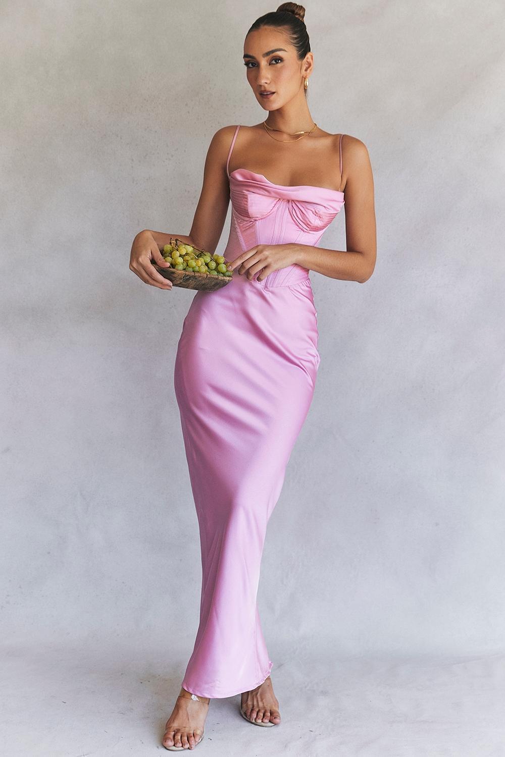 Charmaine Chocolate Corset Maxi Dress Product Image