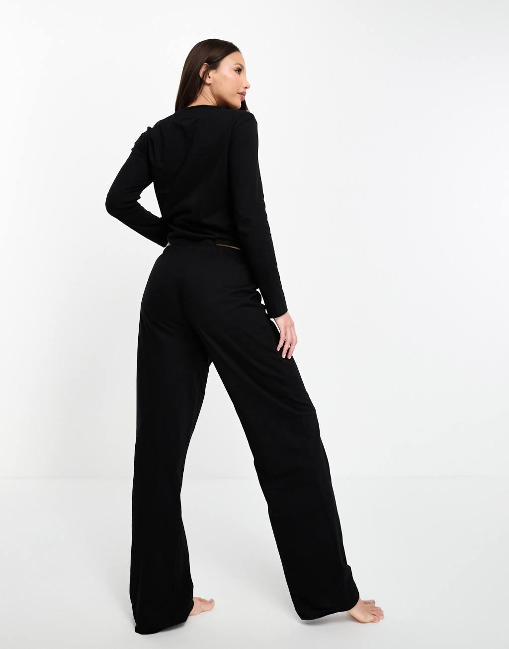 ASOS DESIGN Tall mix & match cotton pajama pants in black Product Image