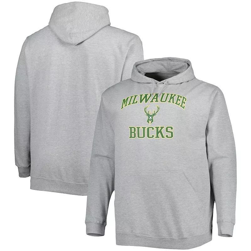 Mens Heathered Gray Milwaukee Bucks Big & Tall Heart & Soul Pullover Hoodie Product Image