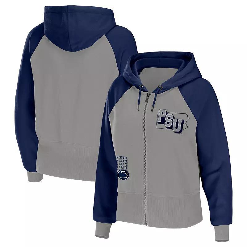 Women's WEAR by Erin Andrews Gray Penn State Nittany Lions Raglan Full-Zip Hoodie, Size: 2XL, Grey Product Image