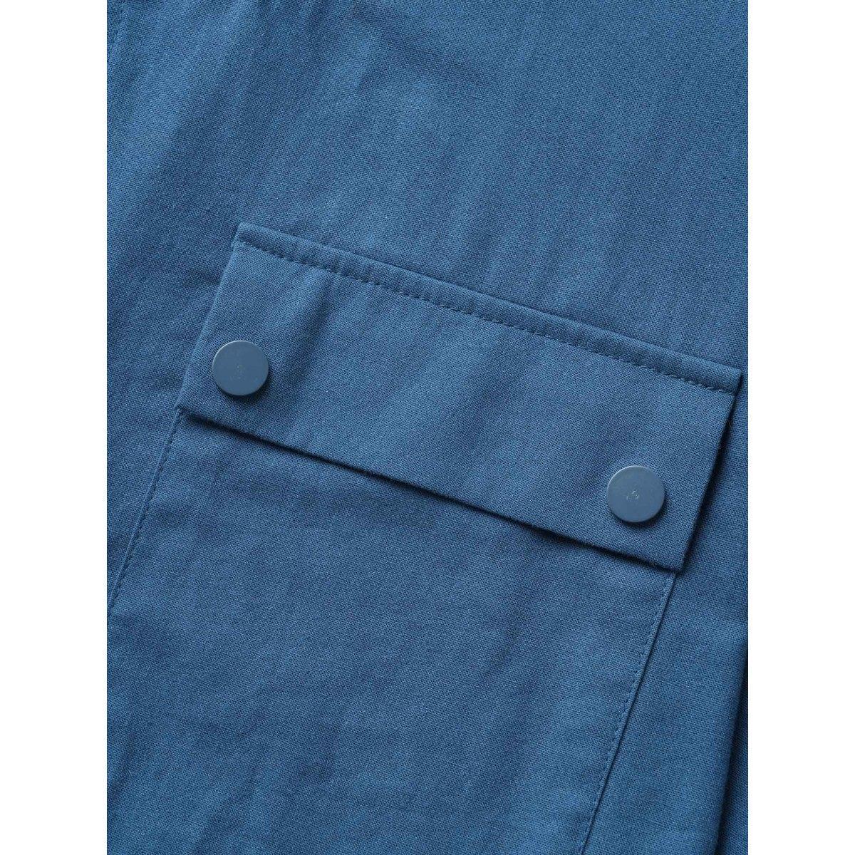 Plus Size Round Neck Half Zip Flap Detail Belted Dress Mediumblue Women Work From Home Belted Round Neck Short sleeve Curvy BloomChic 26/4X Product Image