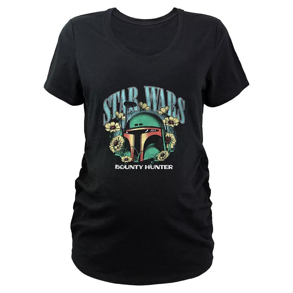 Maternity Star Wars Boba Fett Floral Bounty Hunter Graphic Tee, Women's, Size: XL-Mat, Black Product Image