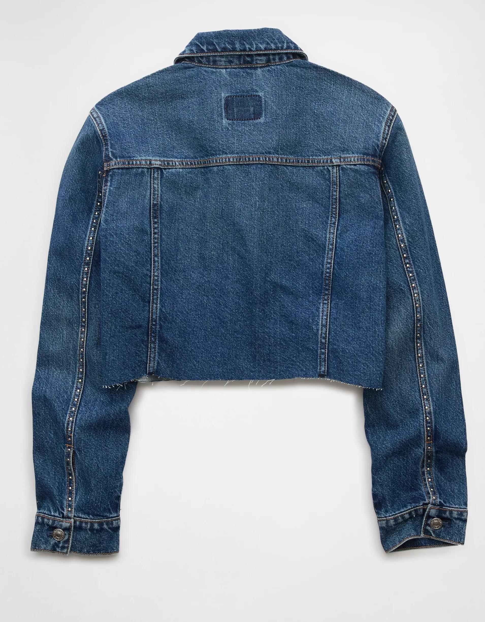 AE Cropped Studded Denim Jacket Product Image