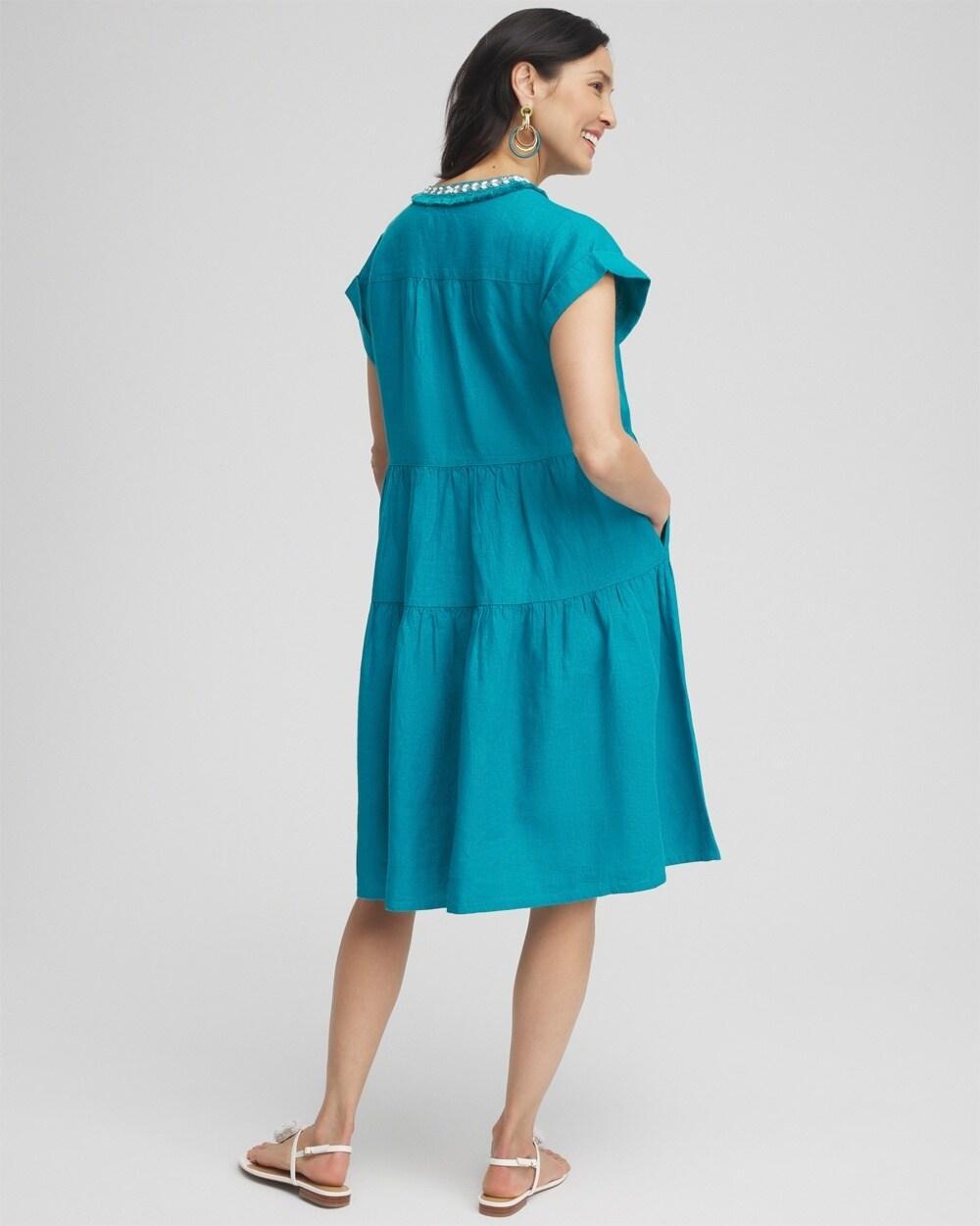 Linen Embellished Cap Sleeve Dress Product Image