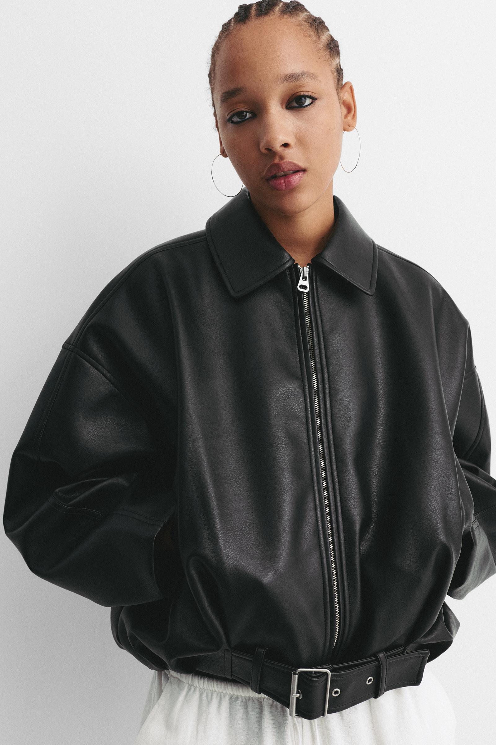 Faux leather bomber jacket Product Image