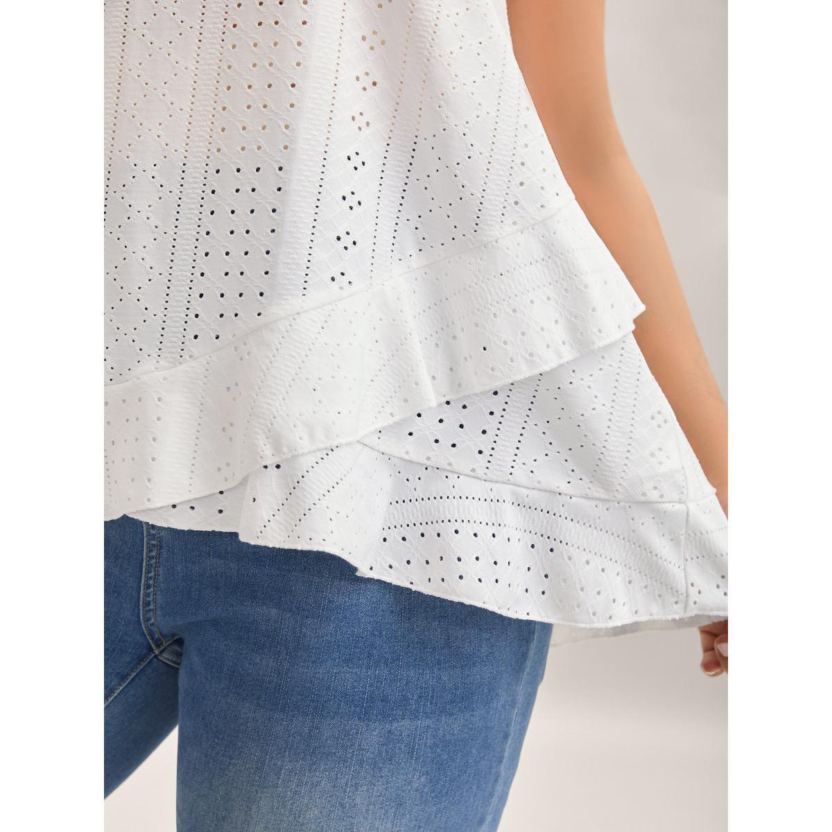 Plus Size Textured Knit Overlap Hem Tank Top Women Originalwhite Overlapping Round Neck Everyday-Casual Tank Tops Camis BloomChic 22-24/3X Product Image