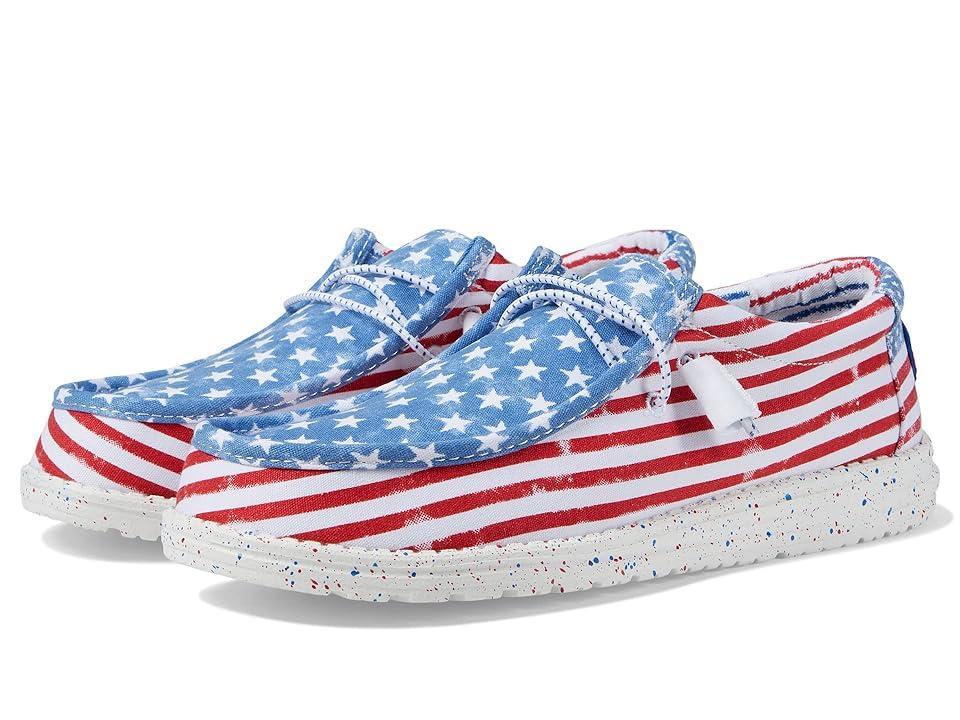 HEYDUDE Mens Wally - Shoes Red/White/Blue Product Image
