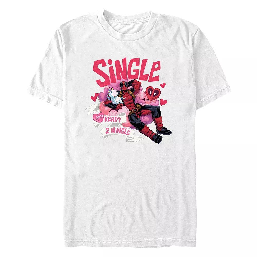 Men's Marvel Deadpool Single And Ready To Mingle Graphic Tee, Size: Large, White Product Image