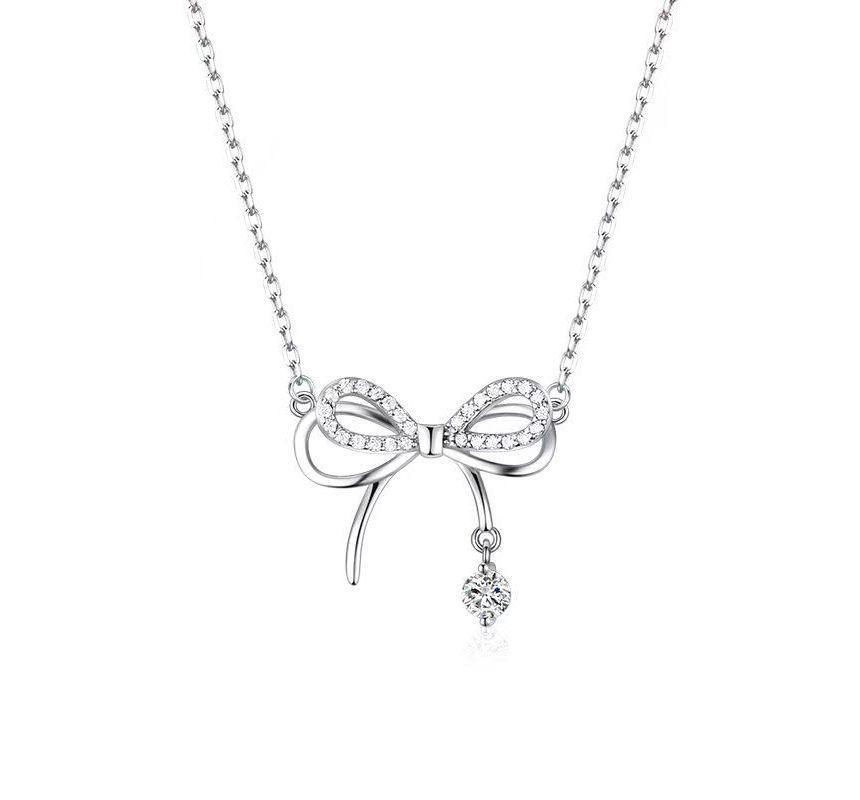 Bow Rhinestone Pendant Alloy Necklace Product Image