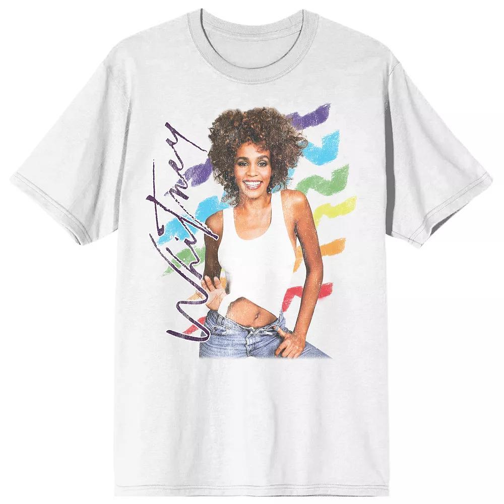 Men's Whitney Houston Rainbow Graphic Tee, Size: Medium, White Product Image