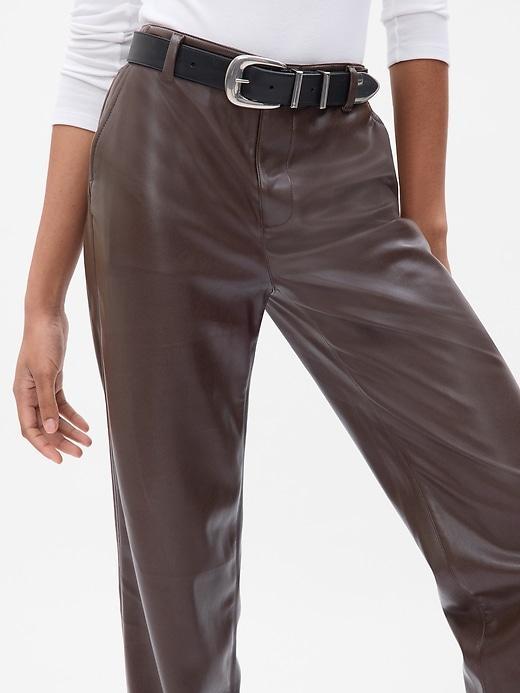 Mid Rise Vegan Leather Loose Pants Product Image