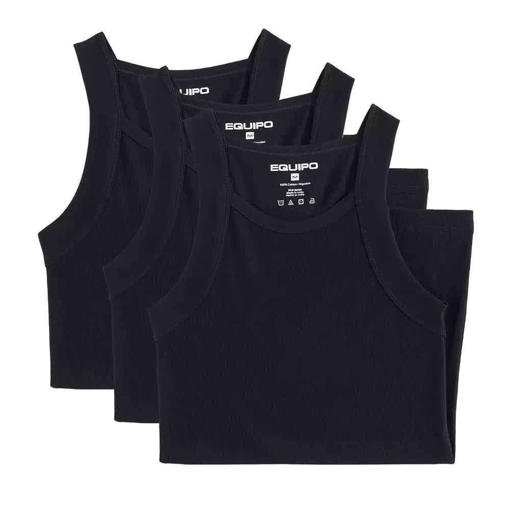 Men's Equipo 3-pack Solid Ribbed Tank Top A-Shirts, Size: Small, Black Product Image
