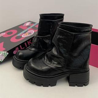 Platform Chunky Heel Short Boots Product Image