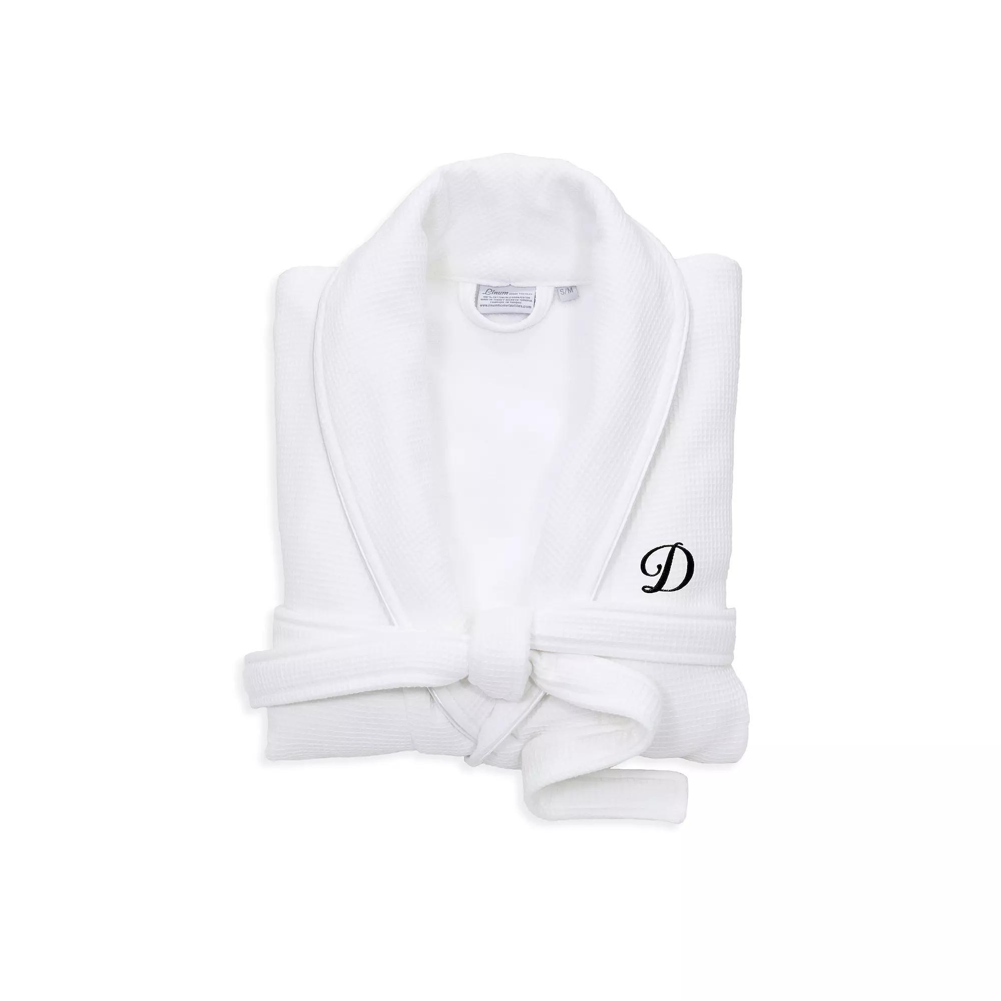Linum Home Textiles Red Letter Unisex Personalized Turkish Cotton Waffle Terry Satin Piped Trim Bathrobe, Womens Product Image