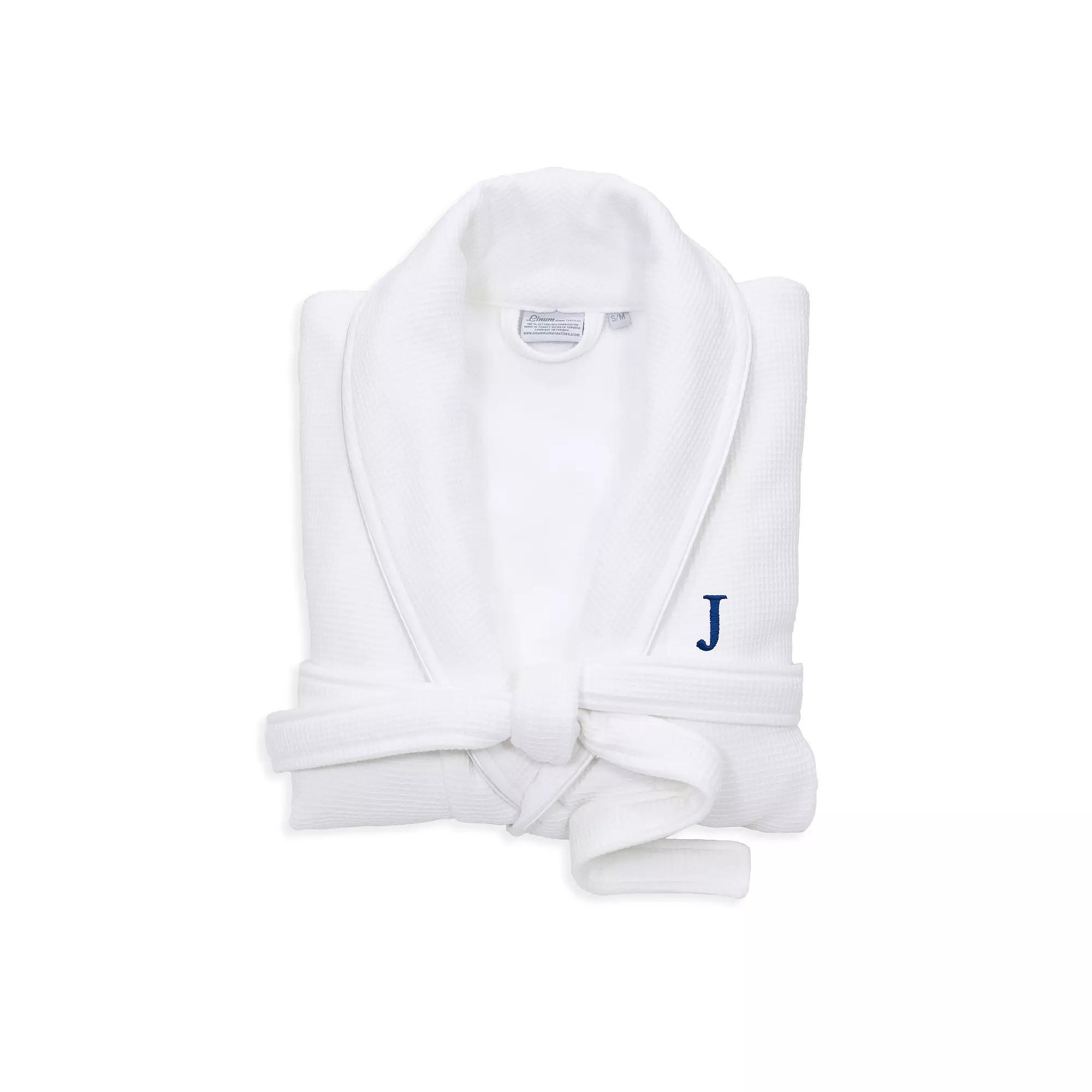 Linum Home Textiles Red Letter Unisex Personalized Turkish Cotton Waffle Terry Satin Piped Trim Bathrobe, Womens Product Image