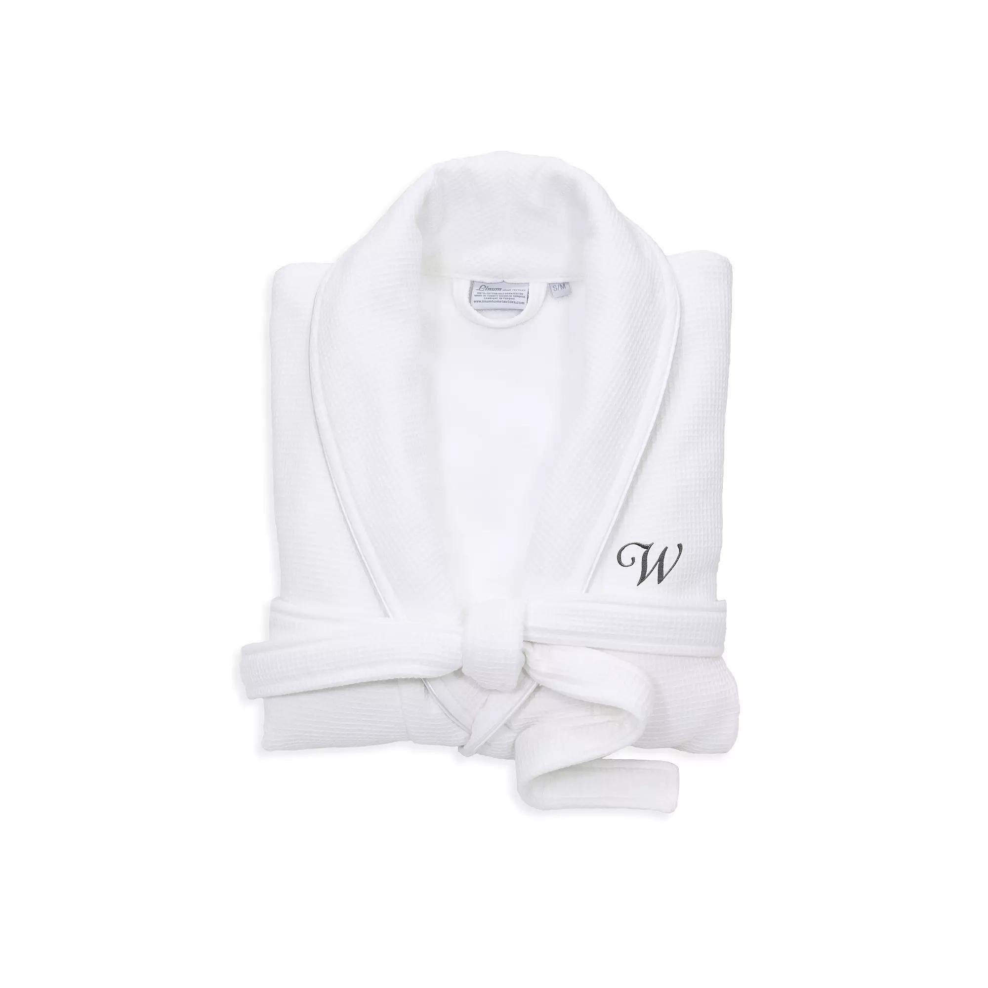 Linum Home Textiles Red Letter Unisex Personalized Turkish Cotton Waffle Terry Satin Piped Trim Bathrobe, Womens Product Image