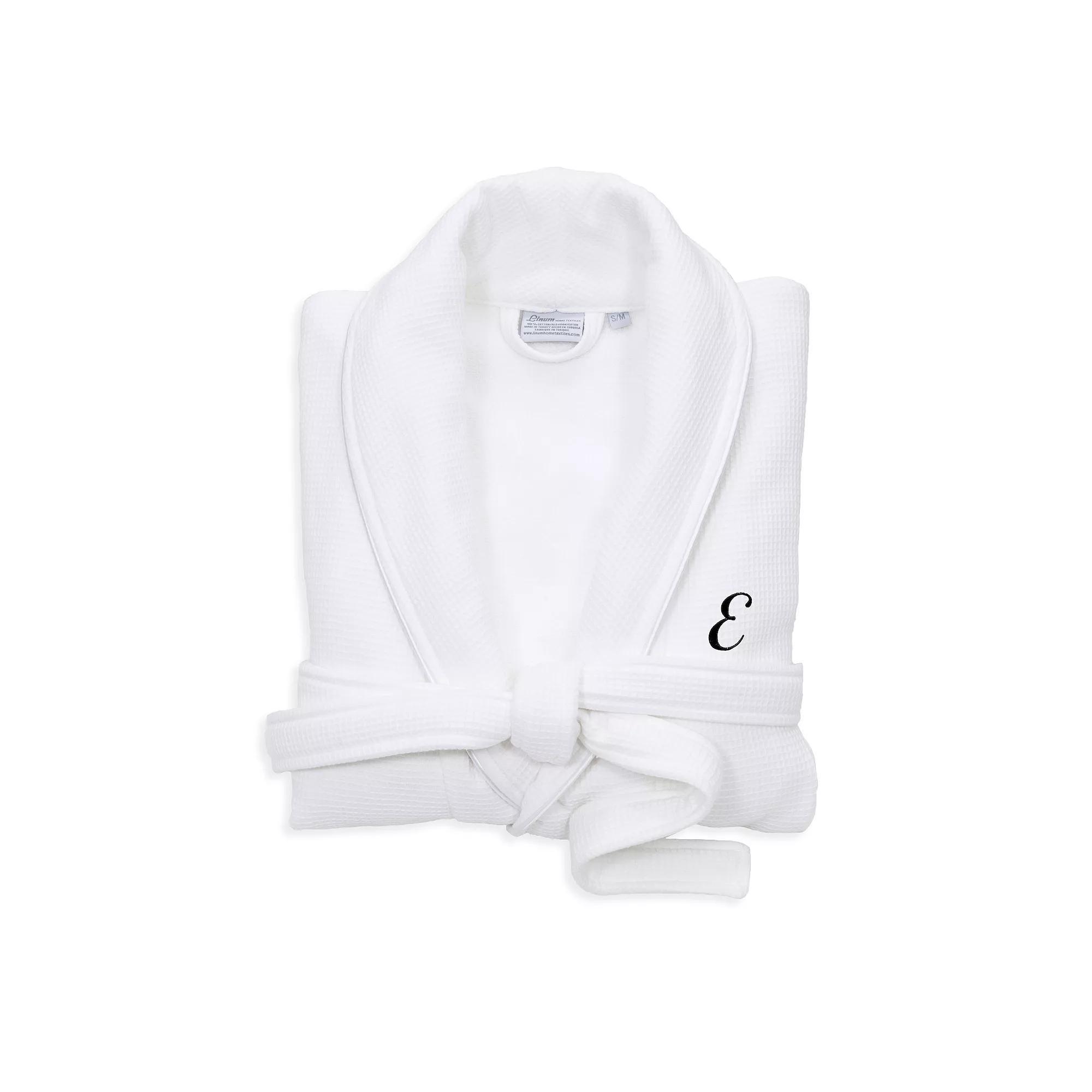 Linum Home Textiles Red Letter Unisex Personalized Turkish Cotton Waffle Terry Satin Piped Trim Bathrobe, Womens Product Image