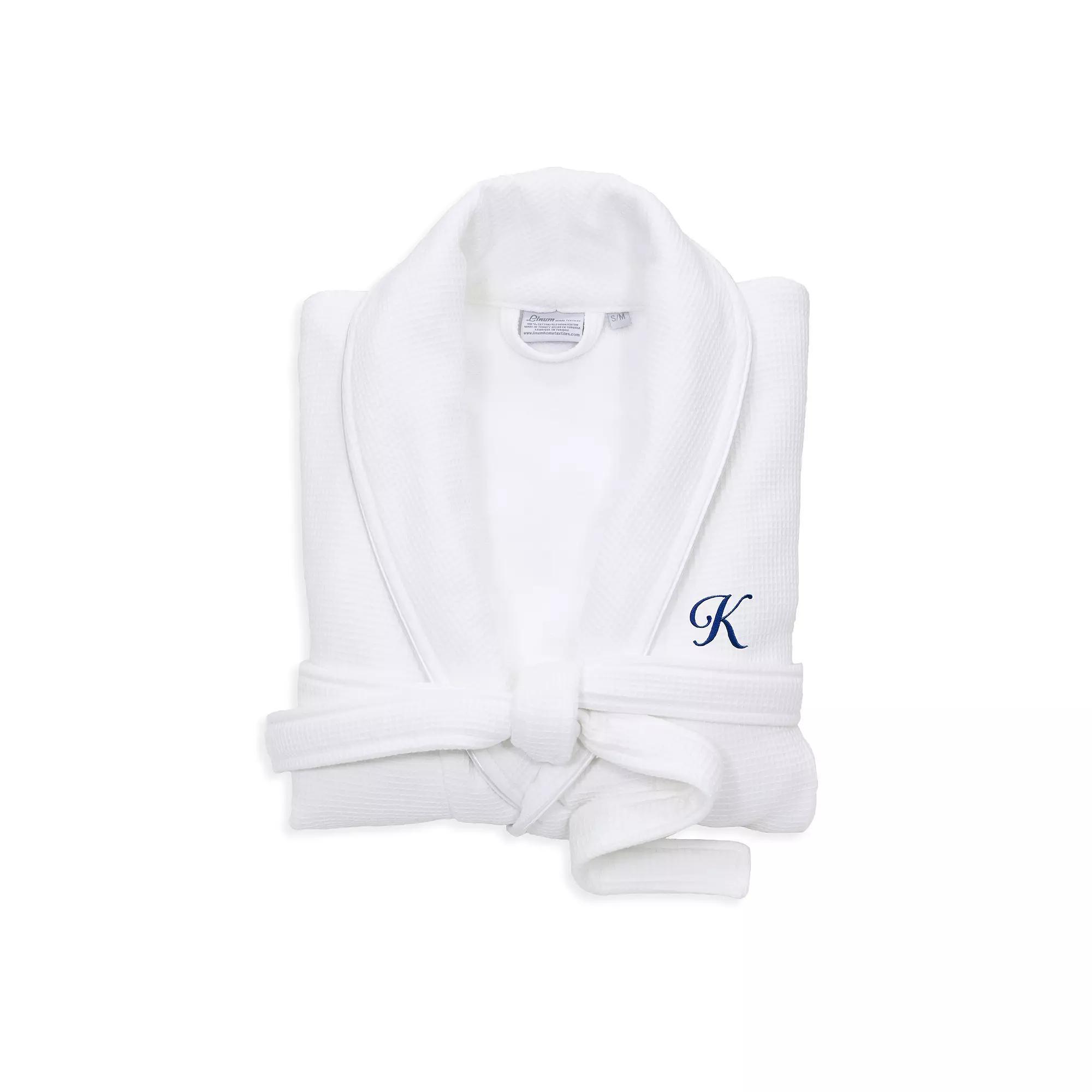 Linum Home Textiles Red Letter Unisex Personalized Turkish Cotton Waffle Terry Satin Piped Trim Bathrobe, Womens Product Image