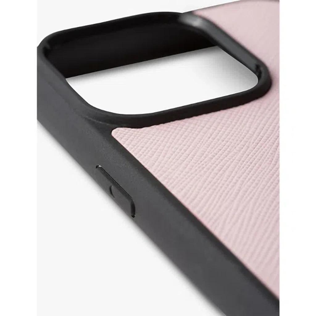 PRADA Womens Pink Logo-plaque Leather Iphone 15 Cas Product Image