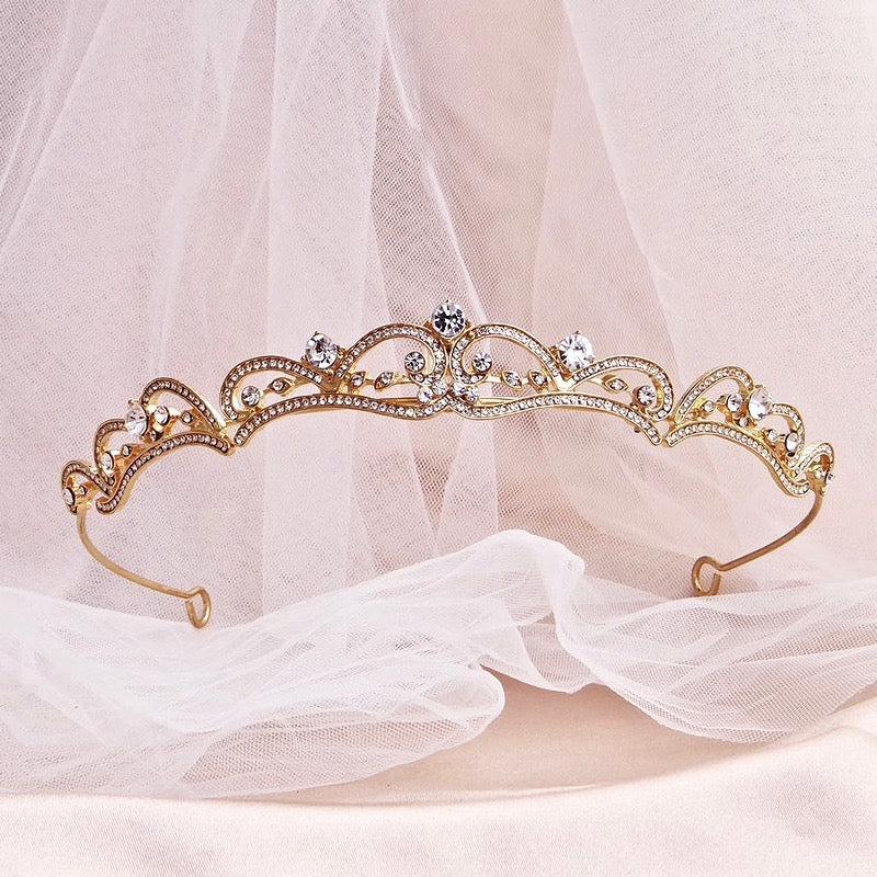 "Anya" - Rhinestone Bridal Tiara - Available in Silver, Rose Gold and Yellow Gold Product Image